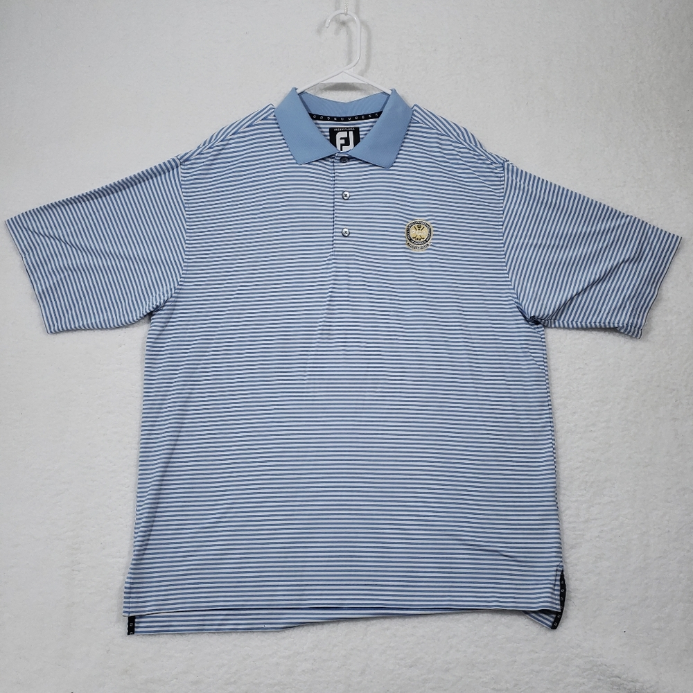 🚫SOLD🚫Footjoy titleist embroidered tour patch striped golf polo shirt mens L
